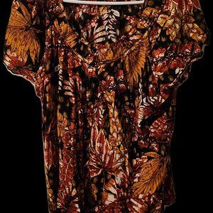 Laura Scott Floral Button Front Blouse - XL Multicolor